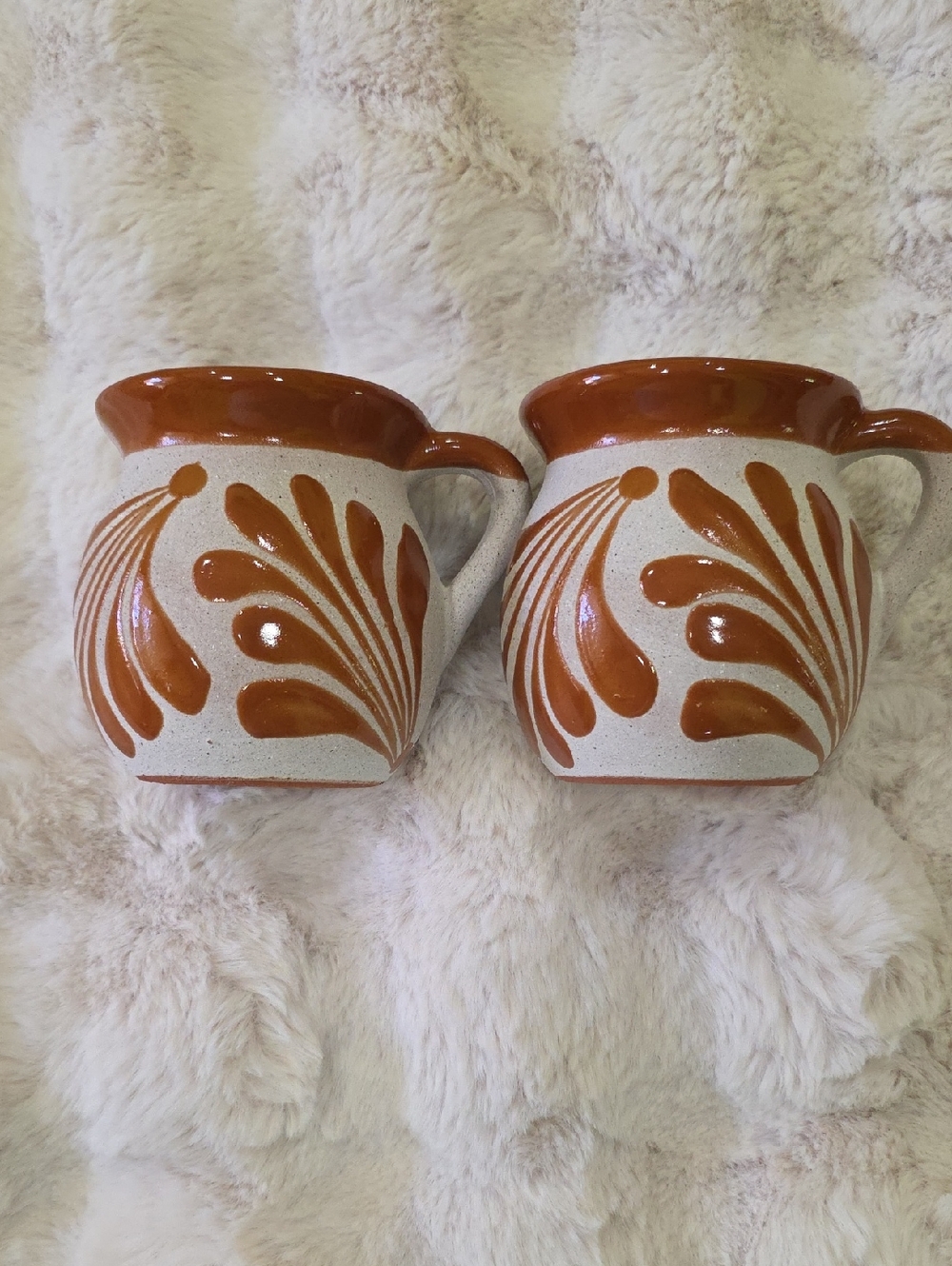 Handpainted Terracotta Mugs - Orange and Cream (Set of 2) Cantaritos